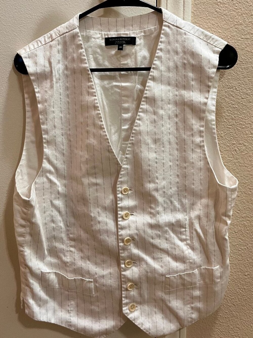 Banana Republic Tessuti Sondrio White Linen Vest Size 40